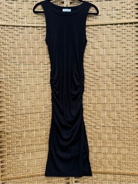 Michael Stars Wren Ribbed Black Midi Dress Women’s Small